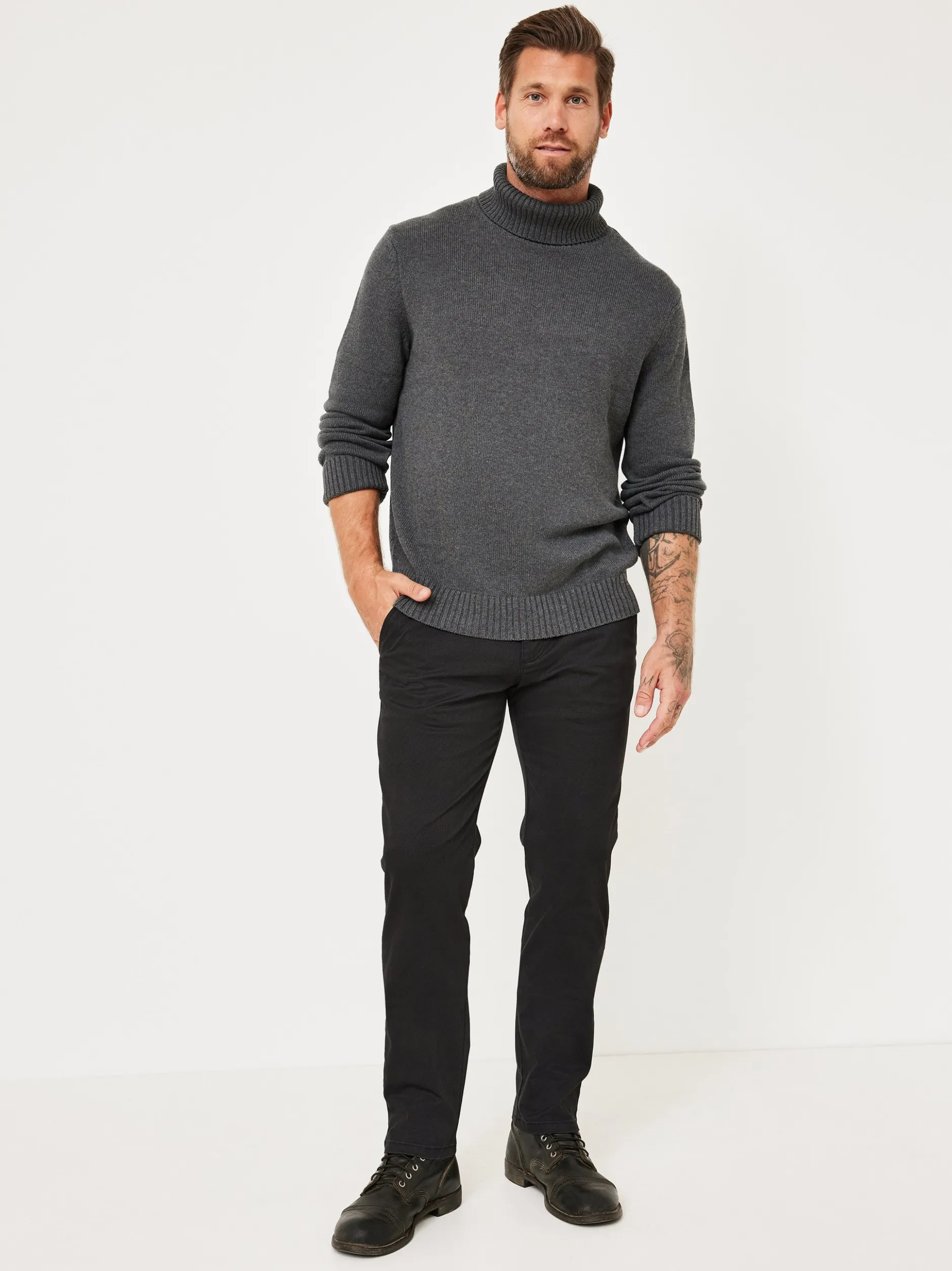 Redpoint Herren Chino - ODESSA Straight Fit in anthrazit