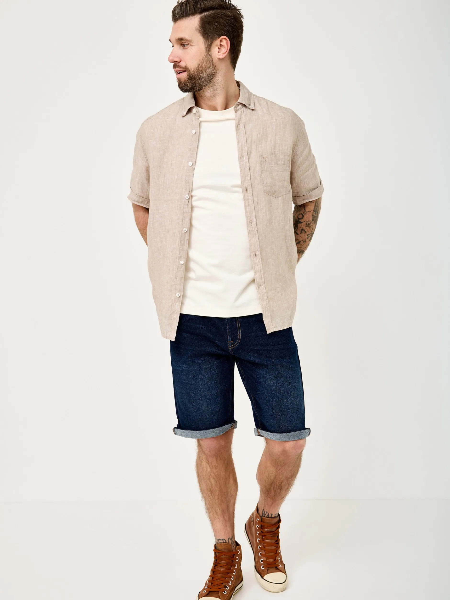 Redpoint Herren Jeansshorts - SHERBROOKE in medium stone