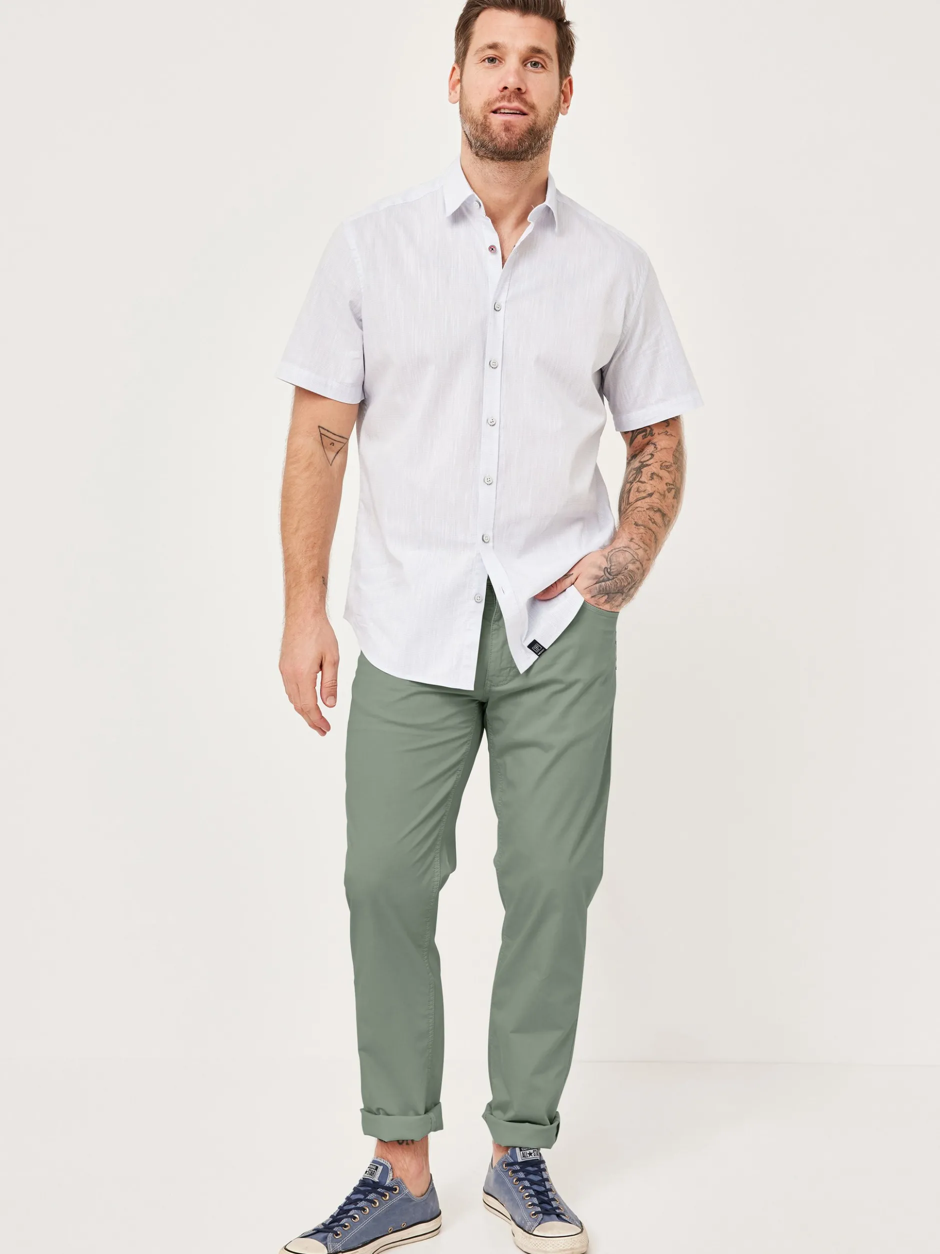 Redpoint Herren 5-Pocket Hose - MILTON Straight Fit in grün