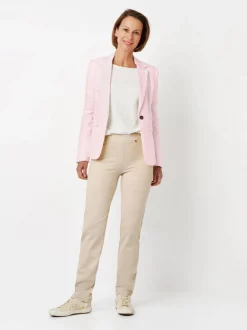 Relaxed Damen Hose - Alice Slim in beige - Länge: lang