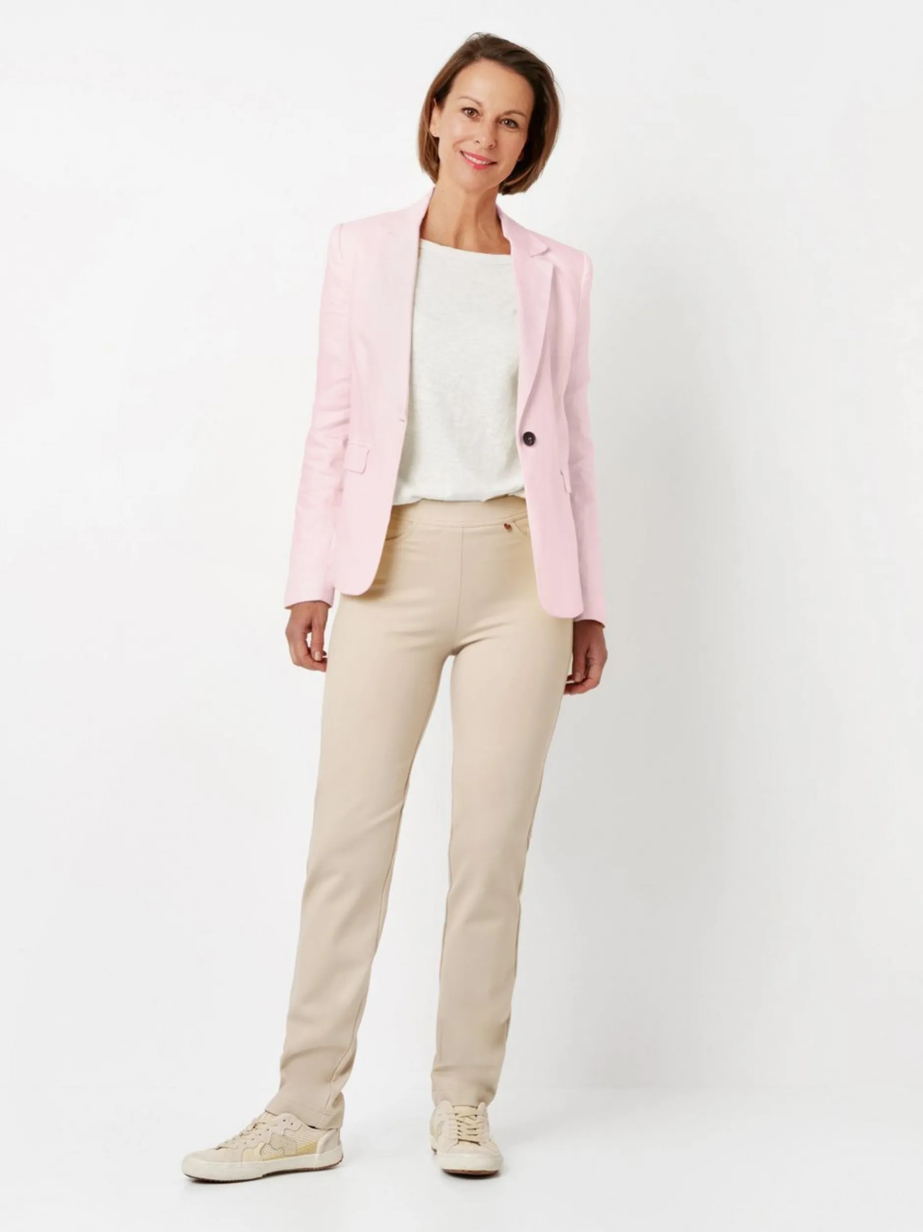Relaxed Damen Hose - Alice Slim in beige - Länge: lang