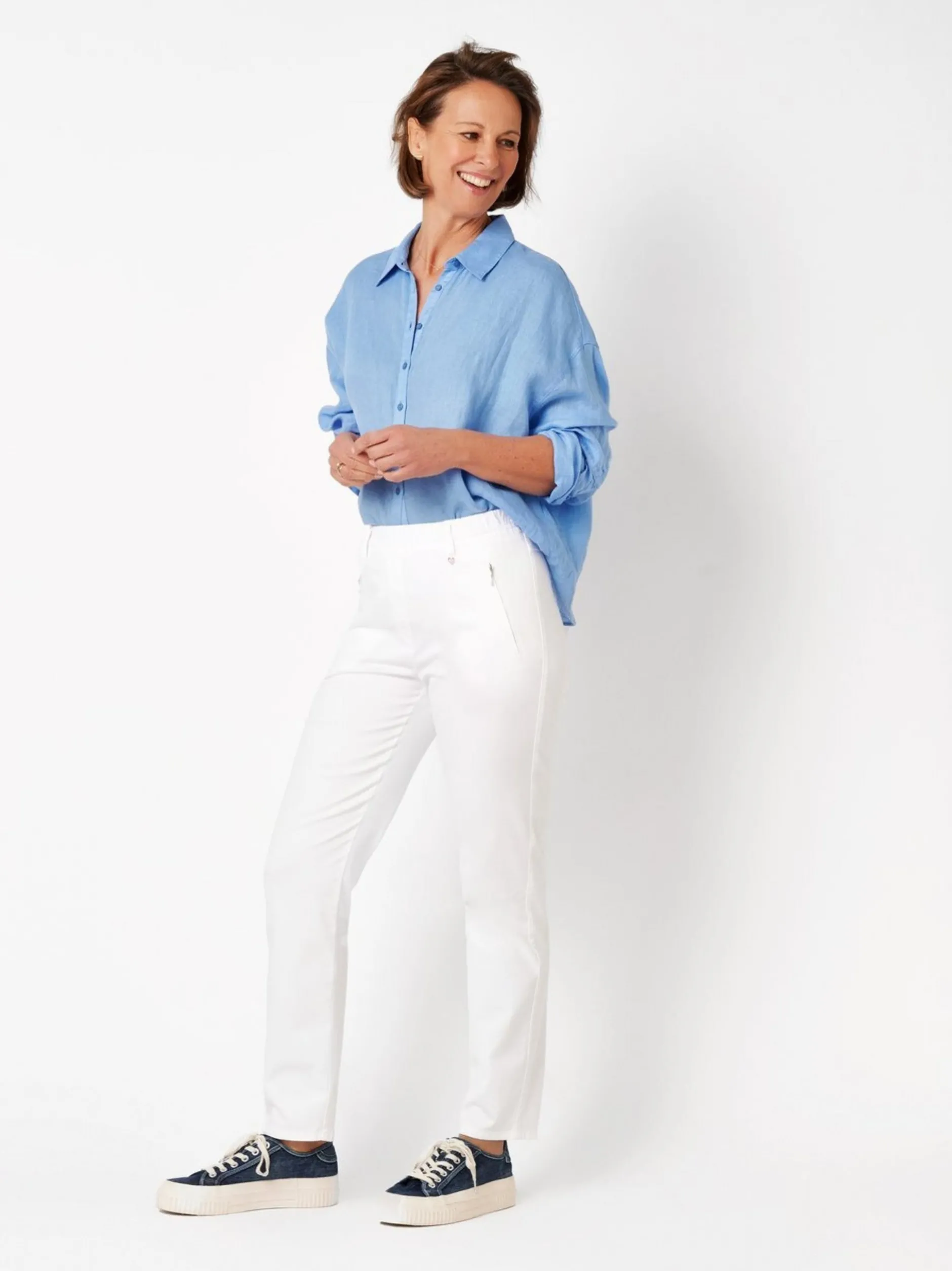 Relaxed Damen Hose - Alice Slim 7/8 in weiß