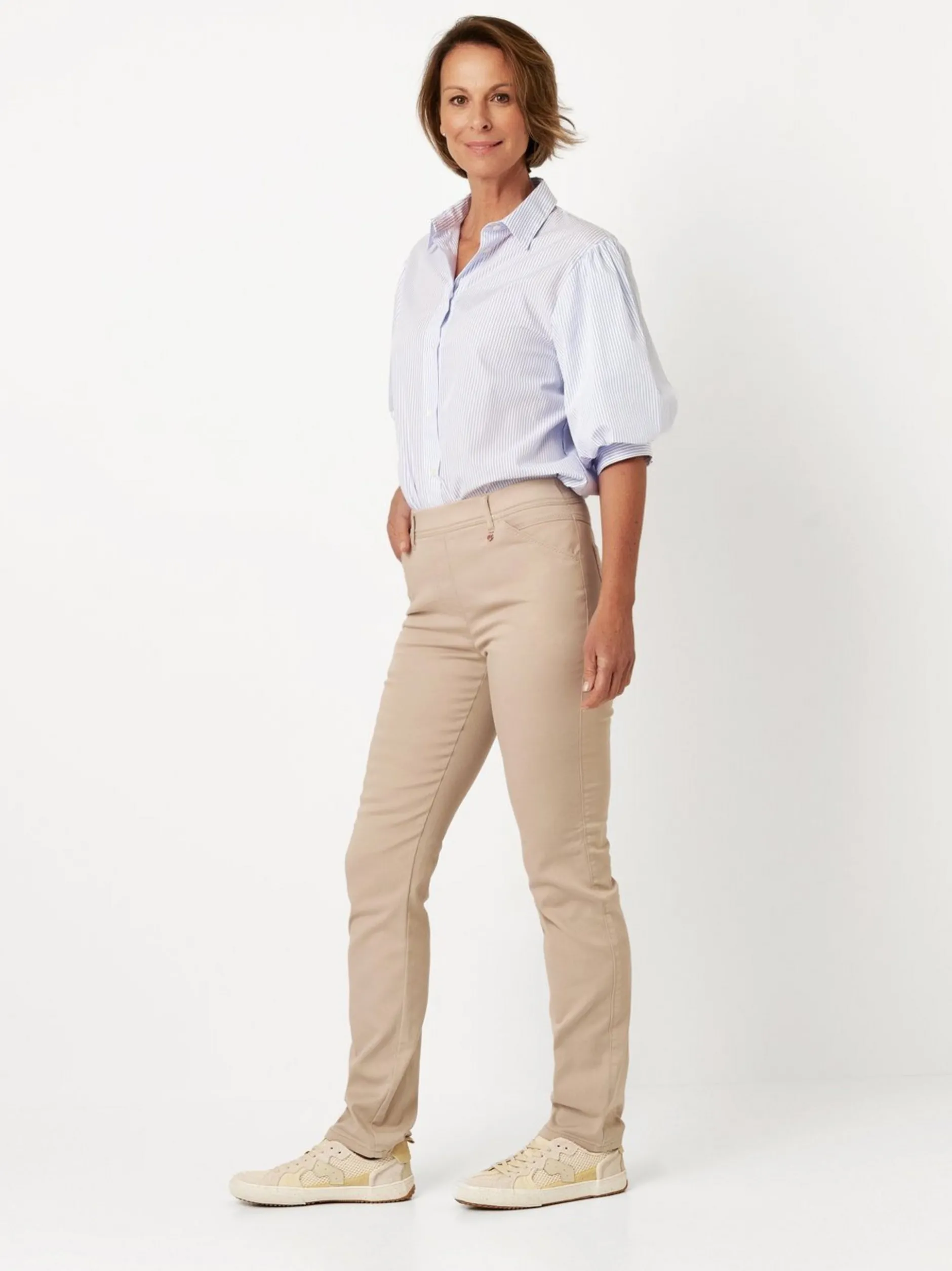 Relaxed Damen Hose - Alice Slim in sand - Länge: lang