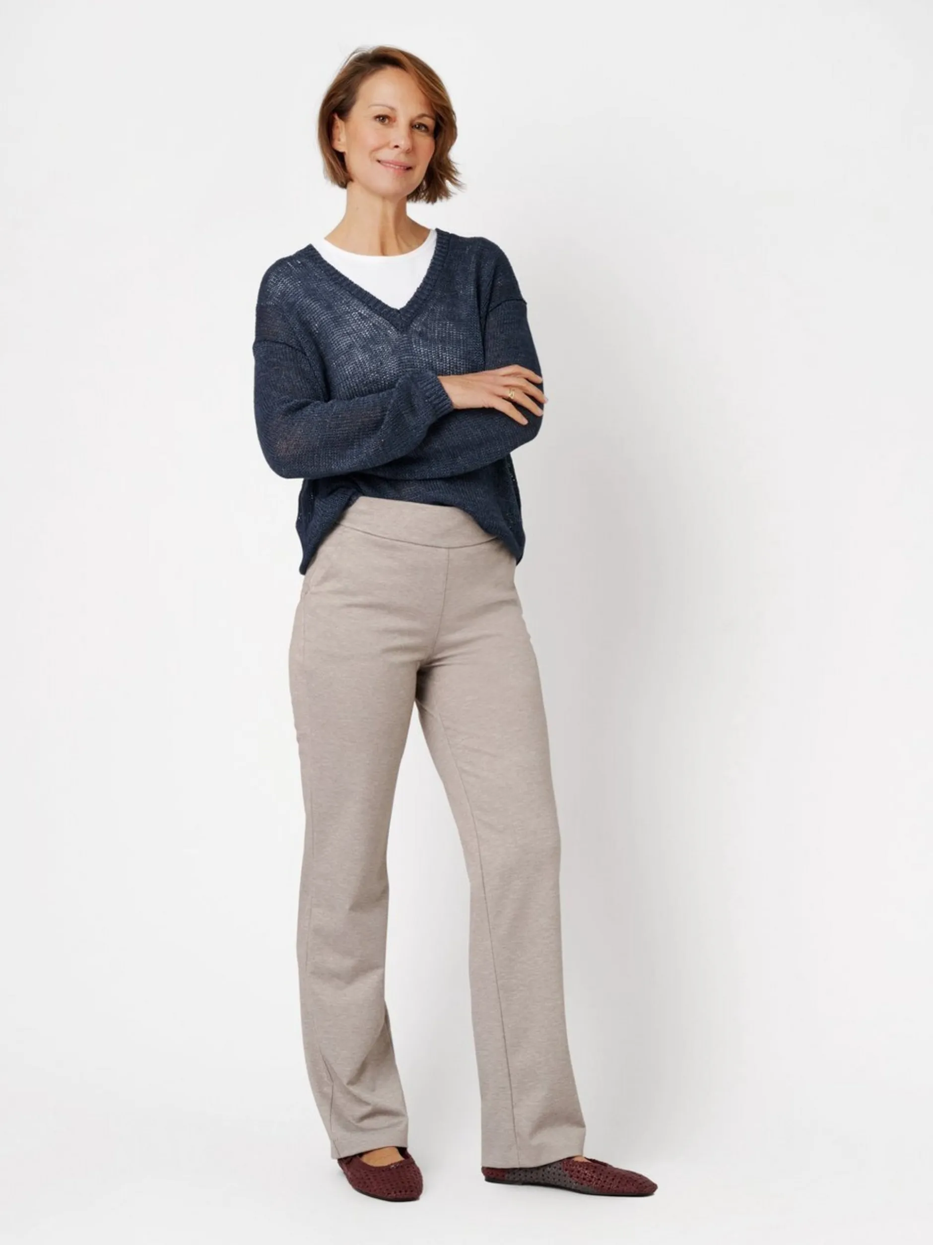 Relaxed Damen Hose - Scarlet Wide in beige - Länge: lang