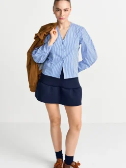 Rich & Royal Damen Bluse in blau weiß - Ärmel: langarm