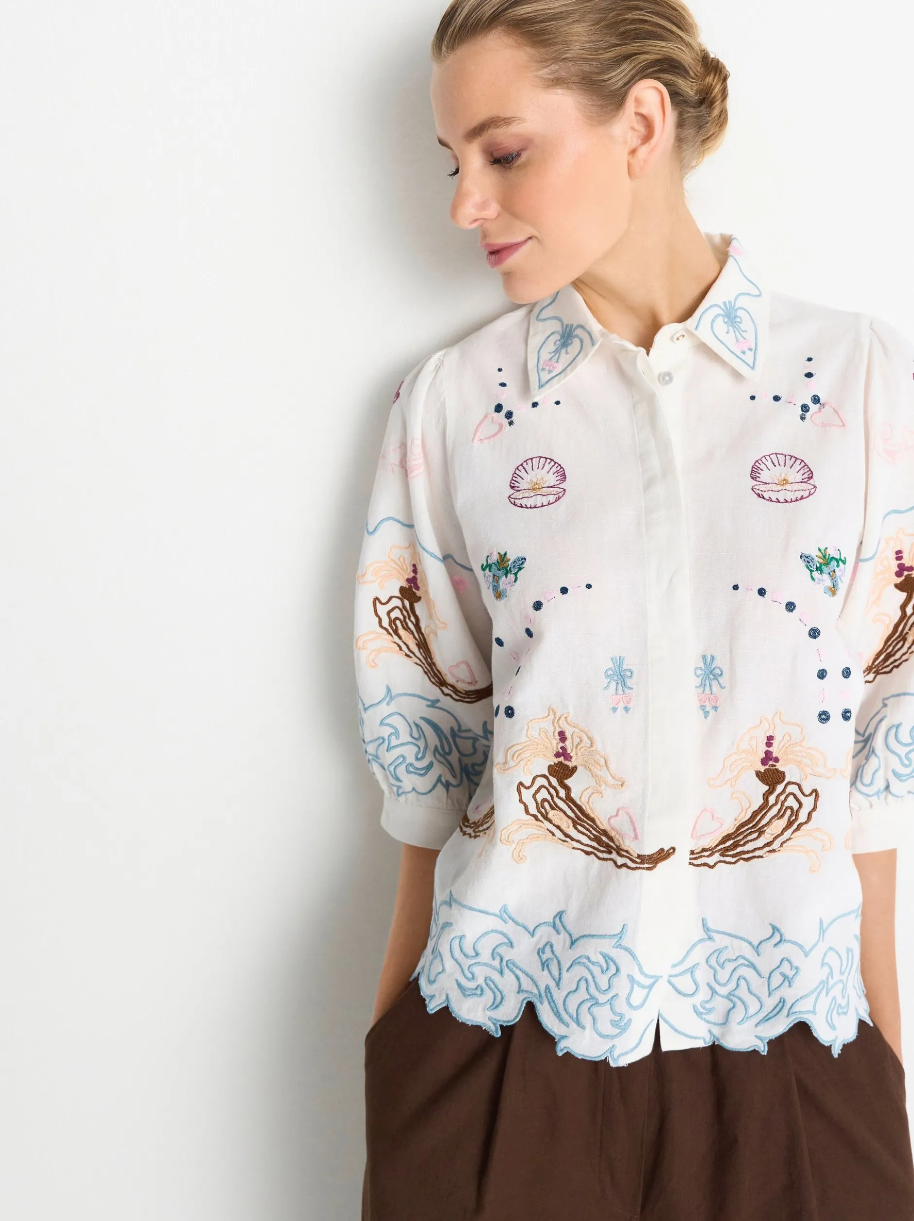 Rich & Royal Damen Bluse in ecru mehrfarbig