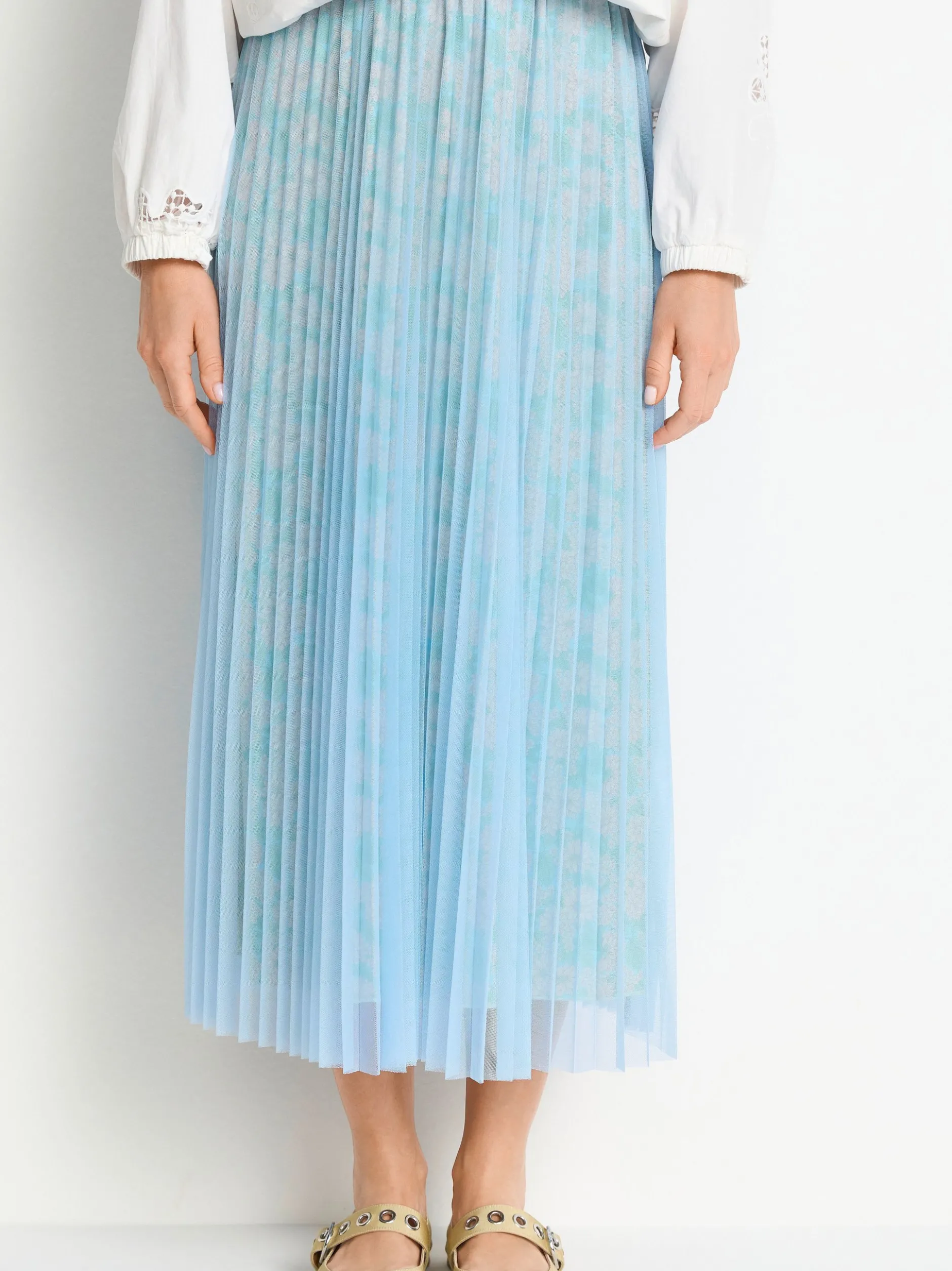 Rich & Royal Damen Chiffon-Maxirock in hellblau mehrfarbig