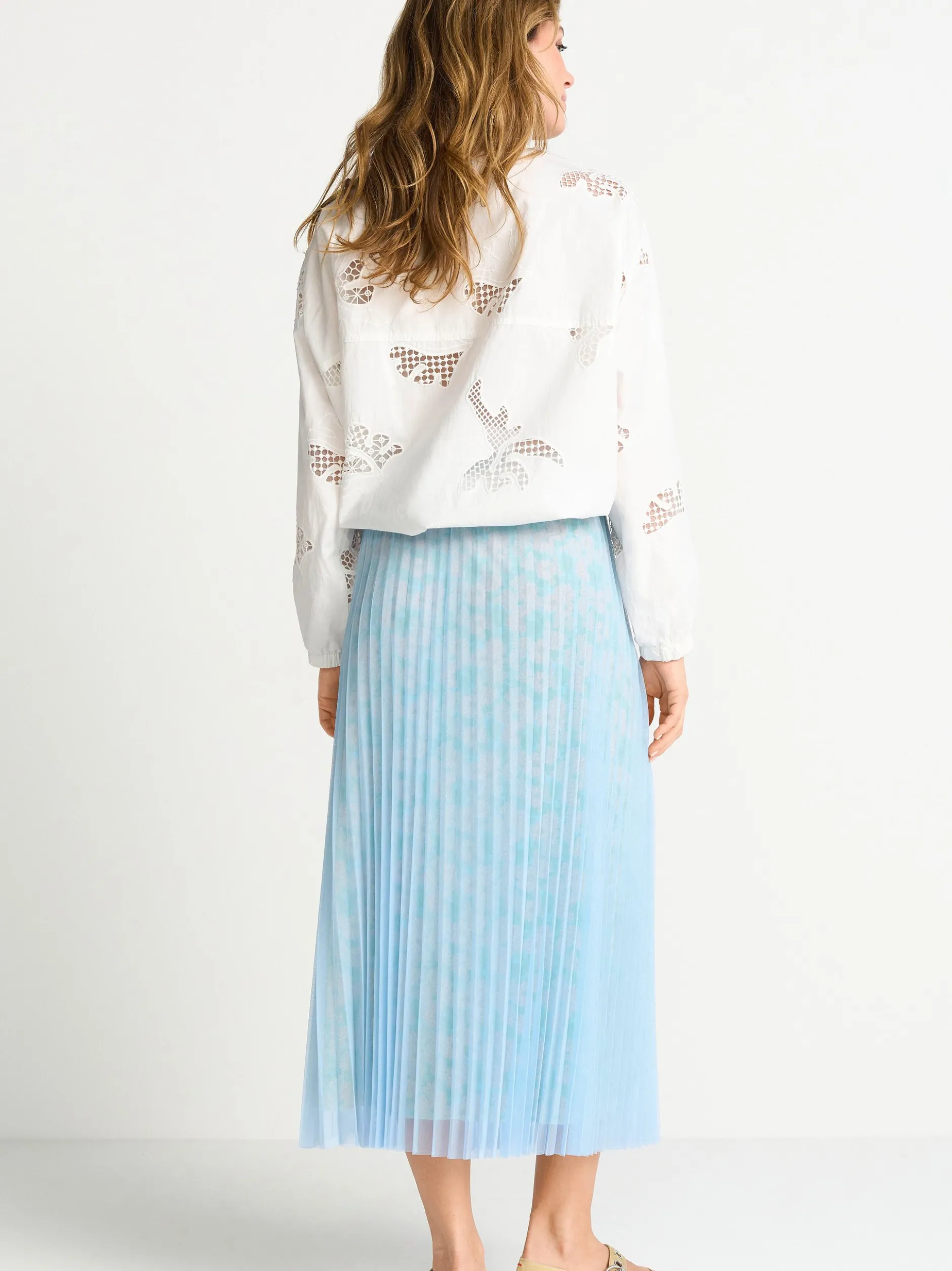 Rich & Royal Damen Chiffon-Maxirock in hellblau mehrfarbig