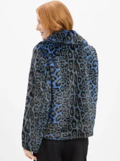 Rich & Royal Damen Jacke aus Kunstfell in blau schwarz