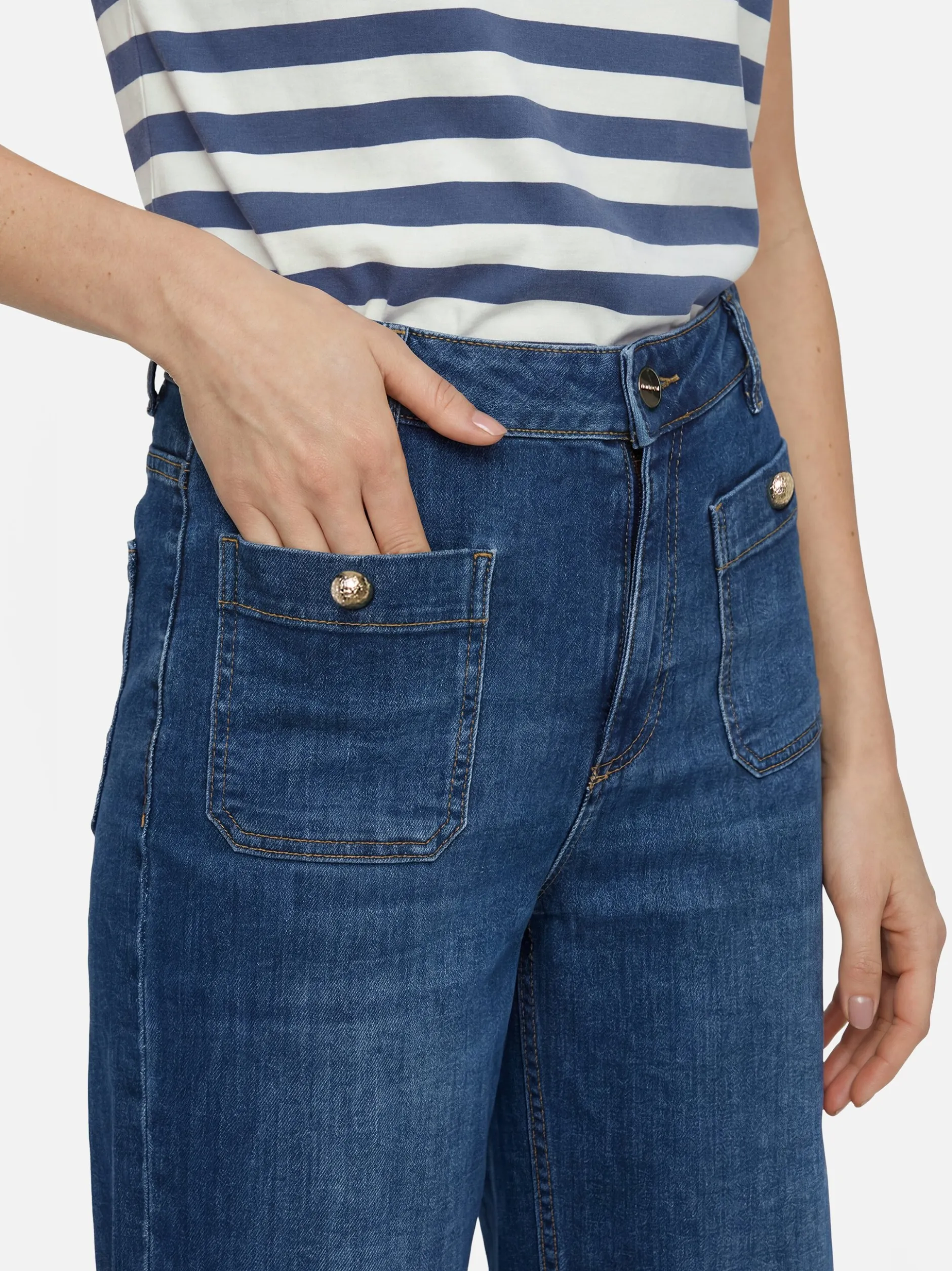 Rich & Royal Damen Jeans-Culotte in light stone