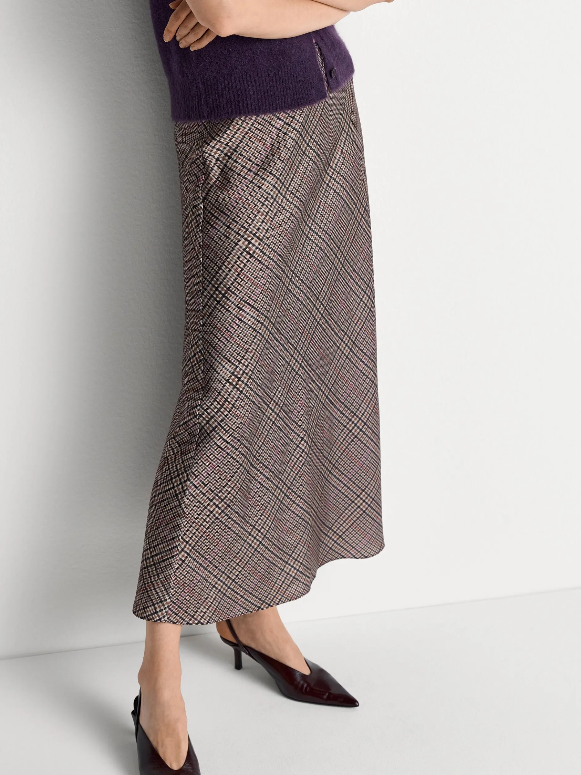 Rich & Royal Damen Midirock in camel mehrfarbig