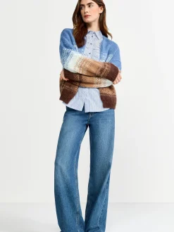 Rich & Royal Damen Strickhülle mit Mohair-Anteil in blau braun