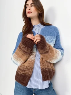 Rich & Royal Damen Strickhülle mit Mohair-Anteil in blau braun