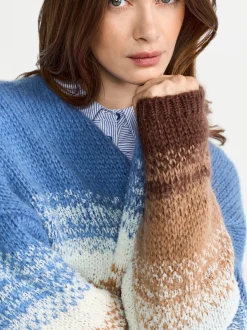 Rich & Royal Damen Strickhülle mit Mohair-Anteil in blau braun