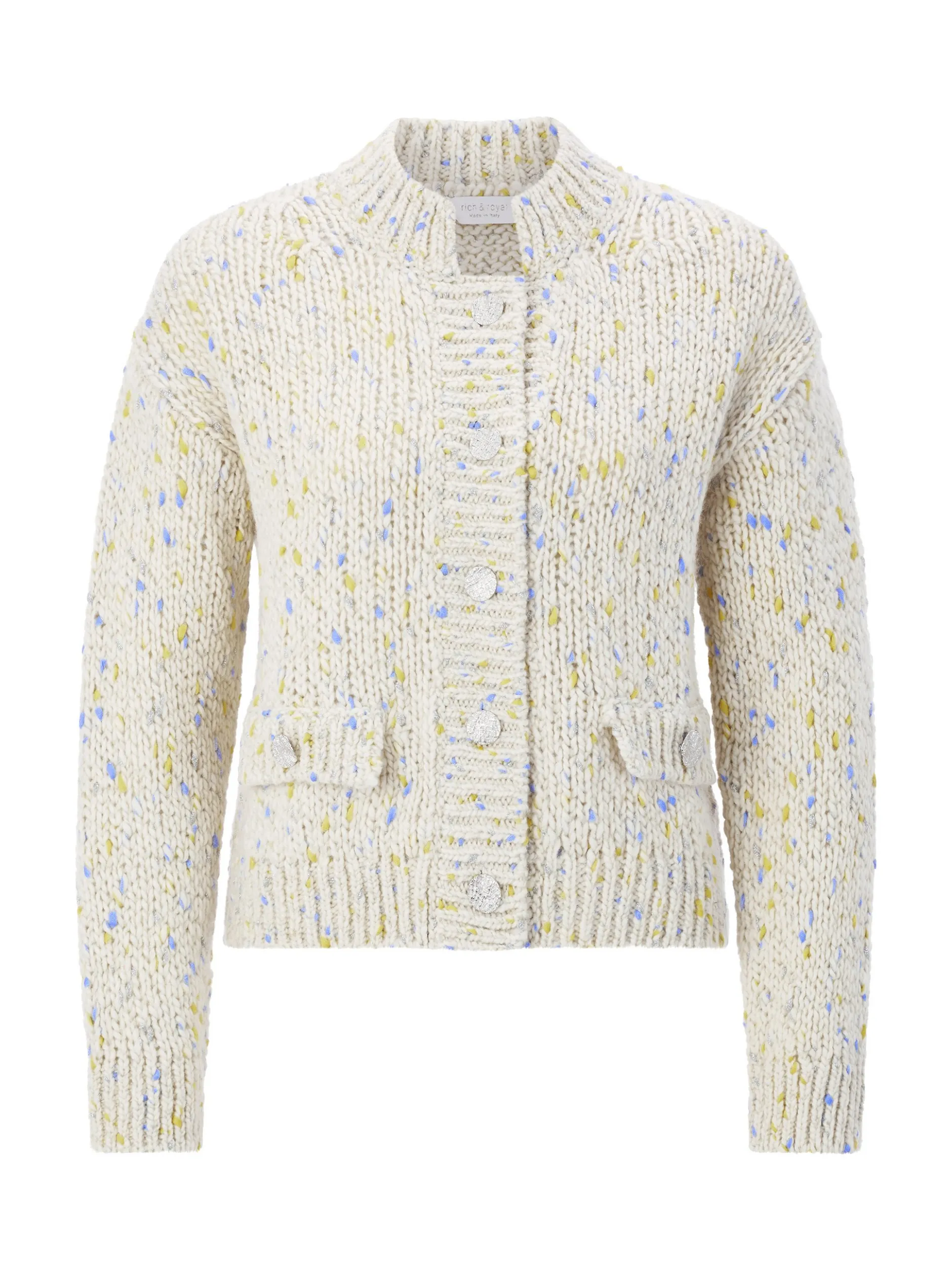 Rich & Royal Damen Strickjacke mit Schurwoll-Anteil in beige mehrfarbig