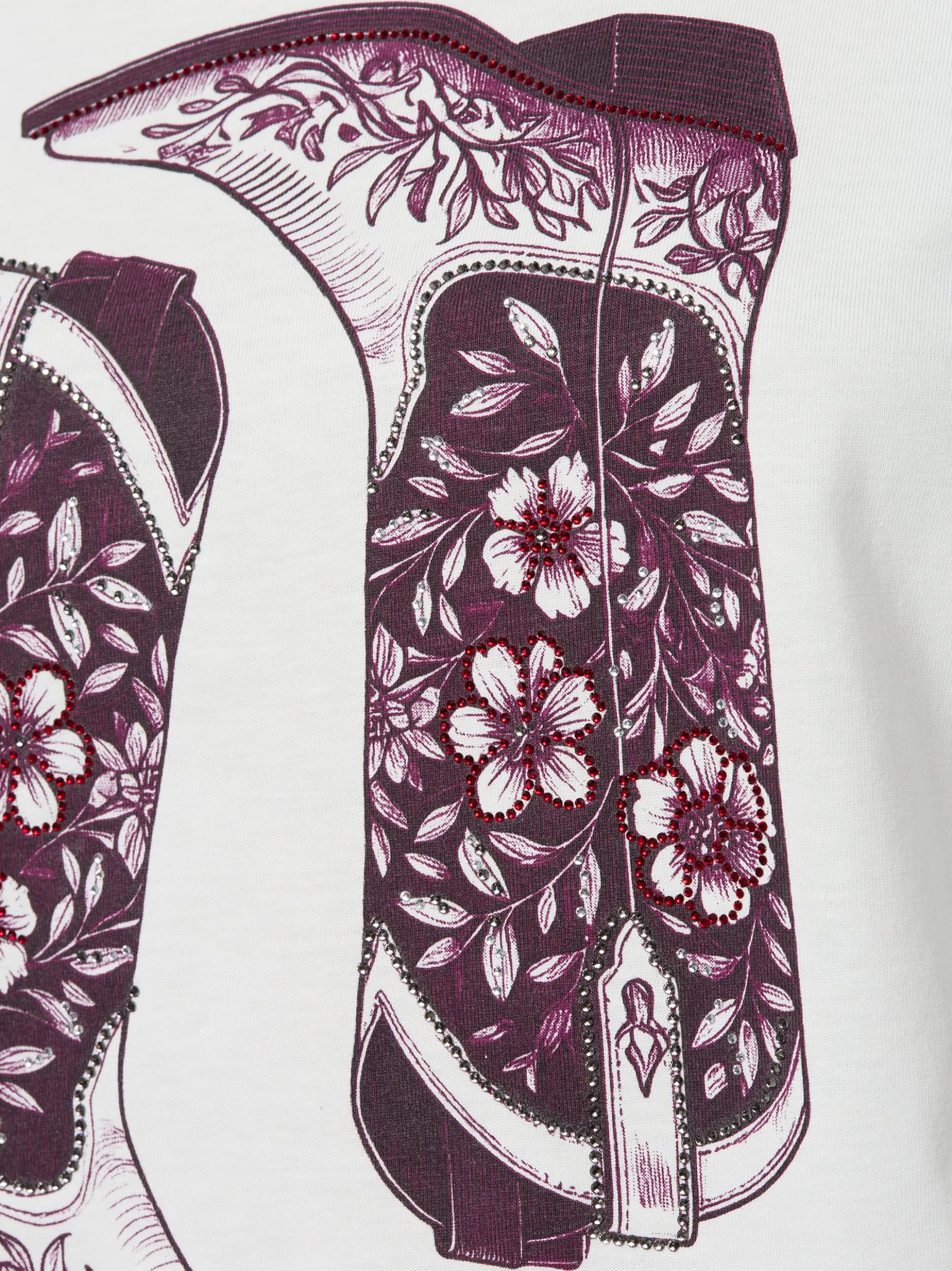 Rich & Royal Damen T-Shirt - Cow Girl Boots in ecru