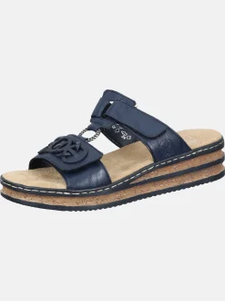 Rieker Damen Pantoletten - Basic in blau