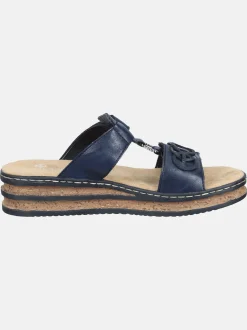 Rieker Damen Pantoletten - Basic in blau