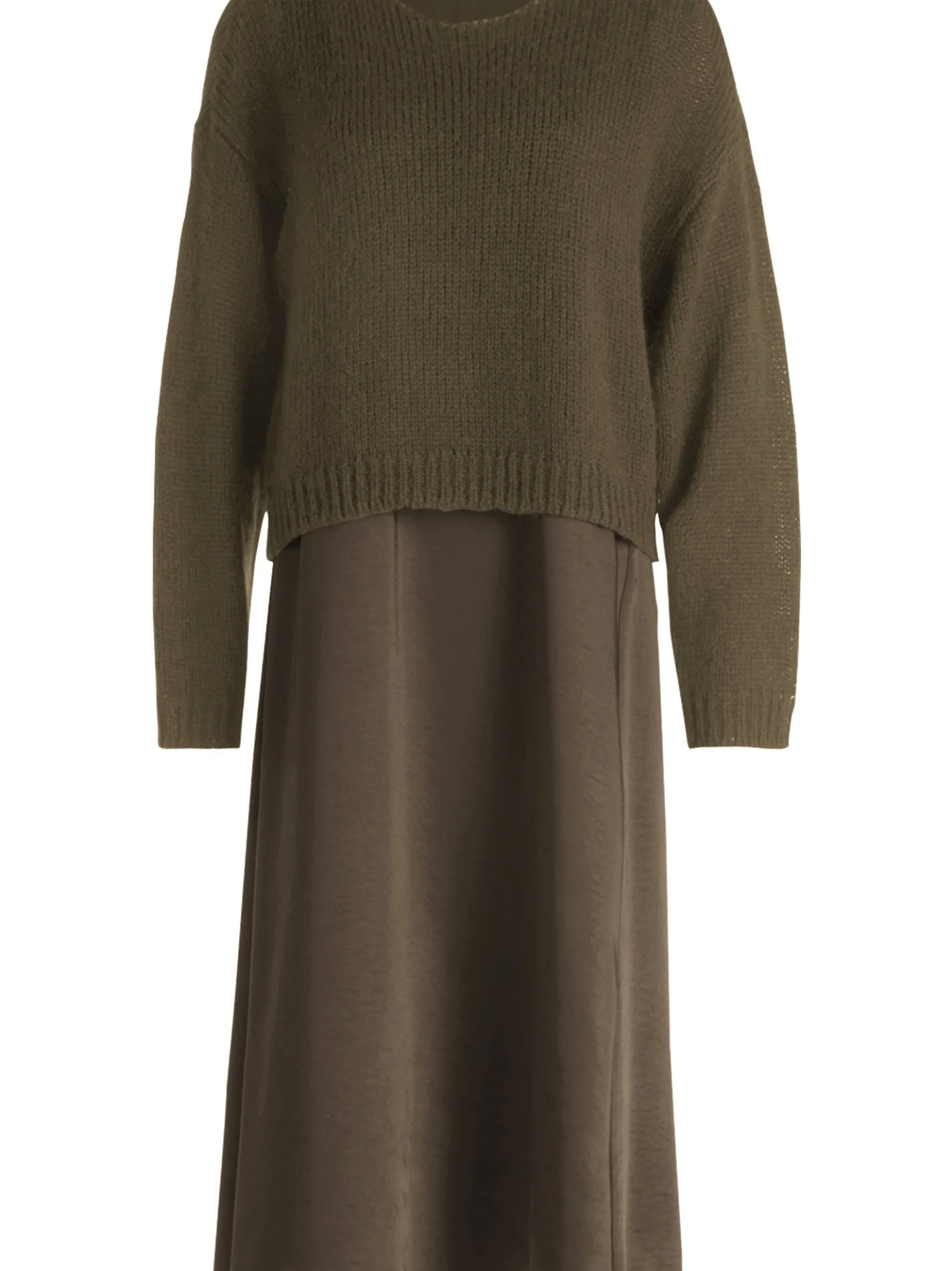 Robe Légère Damen Kleid-Pullover-Set mit Mohair-Anteil in khaki