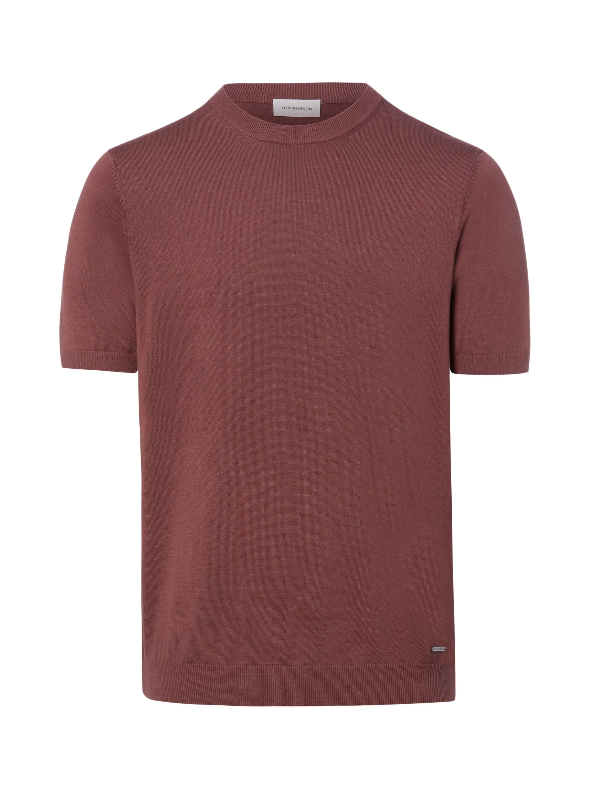 Roy Robson Herren Kurzarm-Feinstrickpullover in bordeaux