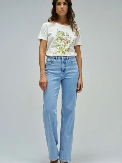 Salsa Jeans Damen T-Shirt in ecru - Ausschnitt: Rundhals