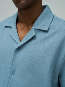 Salsa Jeans Herren Kurzarmhemd in blau - Ärmel: kurzarm
