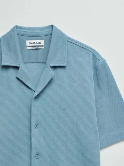 Salsa Jeans Herren Kurzarmhemd in blau - Ärmel: kurzarm