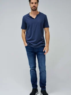 Salsa Jeans Herren T-Shirt in marine - Ärmel: kurzarm