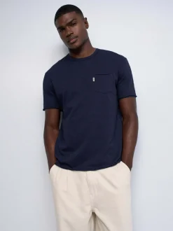 Salsa Jeans Herren T-Shirt - Slub Jersey Raw Edge in marine