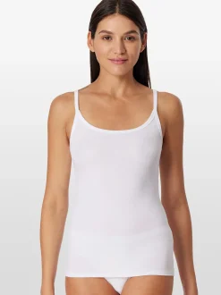 Schiesser Damen Spaghettitop - Pure Rib in weiß