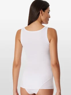 Schiesser Damen Tanktop - Pure Rib in weiß