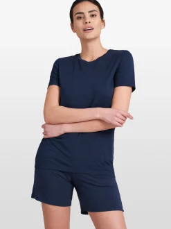 Schiesser Damen T-Shirt - Mix+Relax in blau