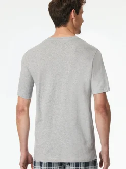 Schiesser Herren Pyjamaoberteil - T-Shirt - Mix + Relax in grau