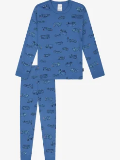 Schiesser Jungen Pyjama - Boys World in blau