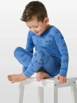 Schiesser Jungen Pyjama - Boys World in blau