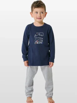 Schiesser Jungen Pyjama - Boys World in grau