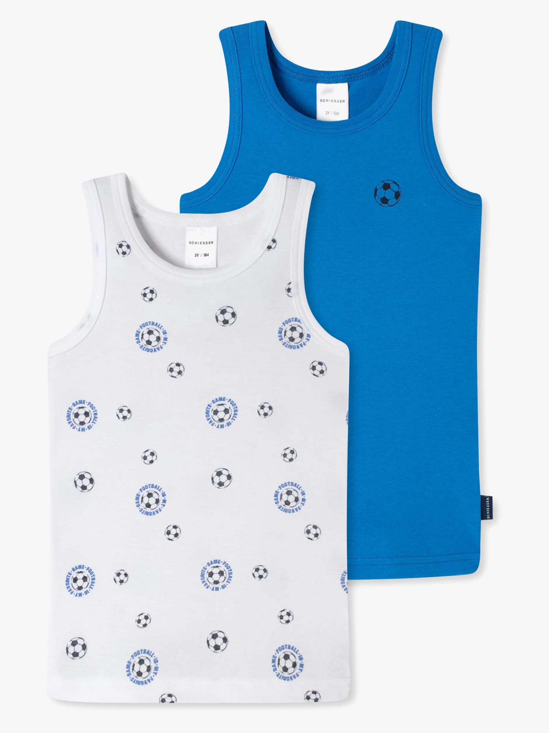 Schiesser Jungen Unterhemden - 2er-Pack Basic Kids in weiß