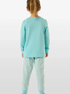 Schiesser Mädchen Langer Schlafanzug - Basic Kids in türkis