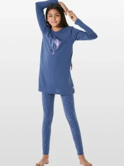 Schiesser Mädchen Pyjama - Horse World in blau