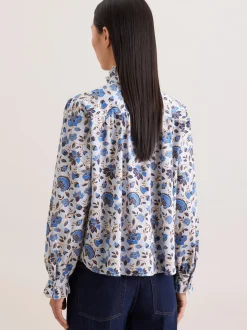 Seidensticker Damen Bluse - Regular Fit in blau weiß
