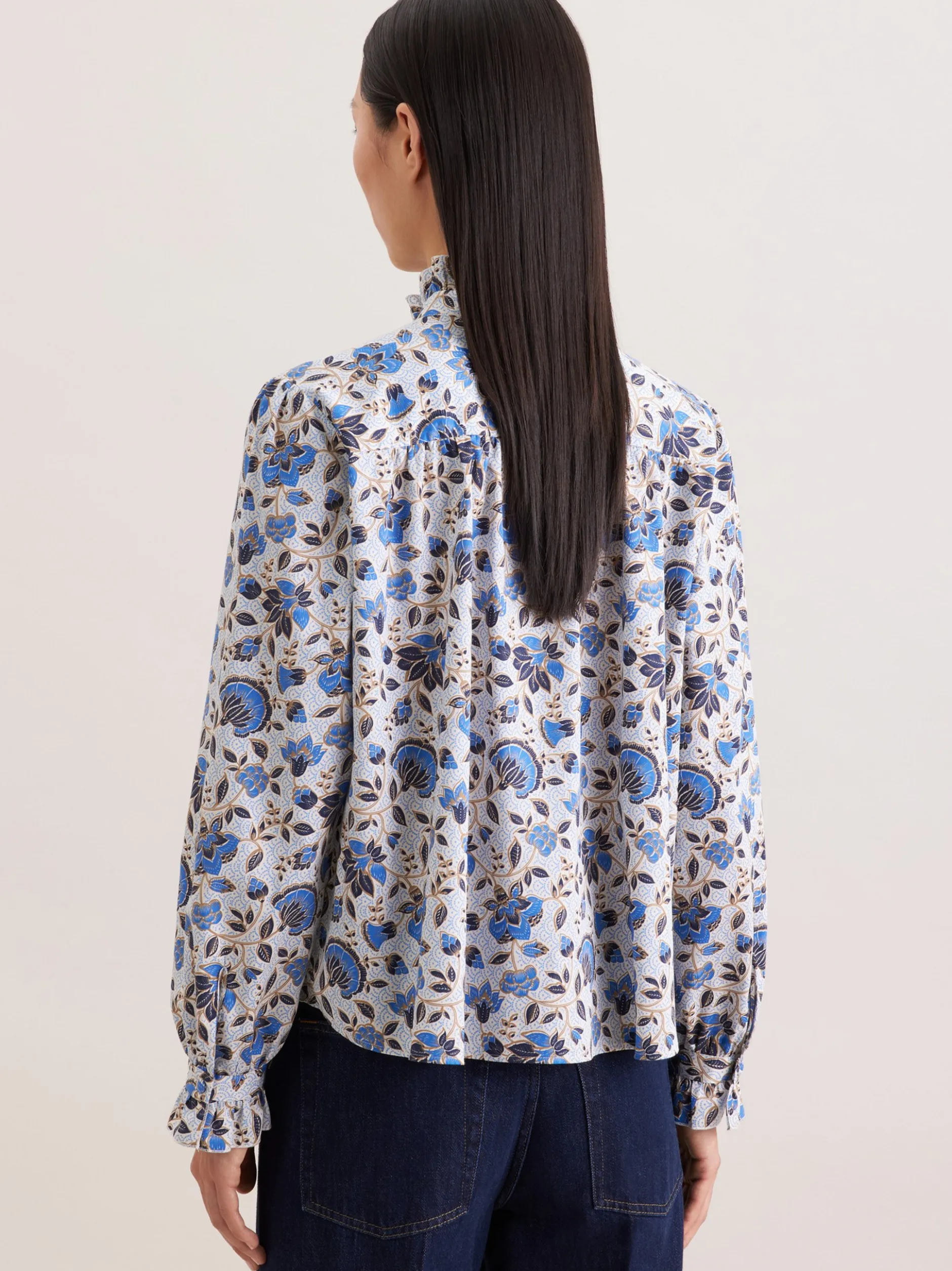 Seidensticker Damen Bluse - Regular Fit in blau weiß