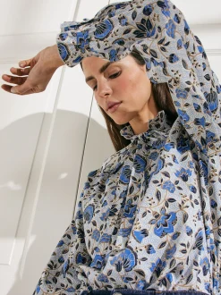 Seidensticker Damen Bluse - Regular Fit in blau weiß