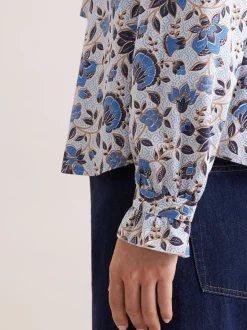 Seidensticker Damen Bluse - Regular Fit in blau weiß