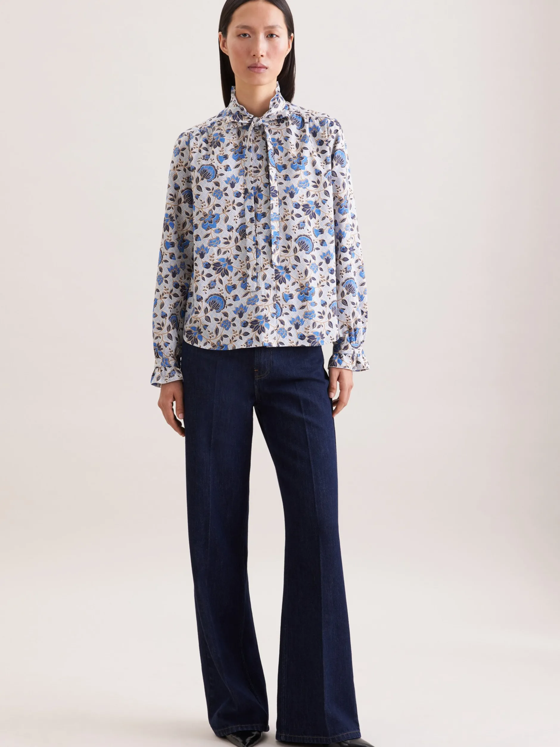 Seidensticker Damen Bluse - Regular Fit in blau weiß
