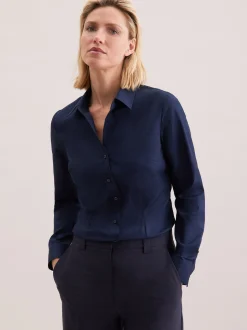 Seidensticker Damen Hemdbluse - Slim Fit in blau