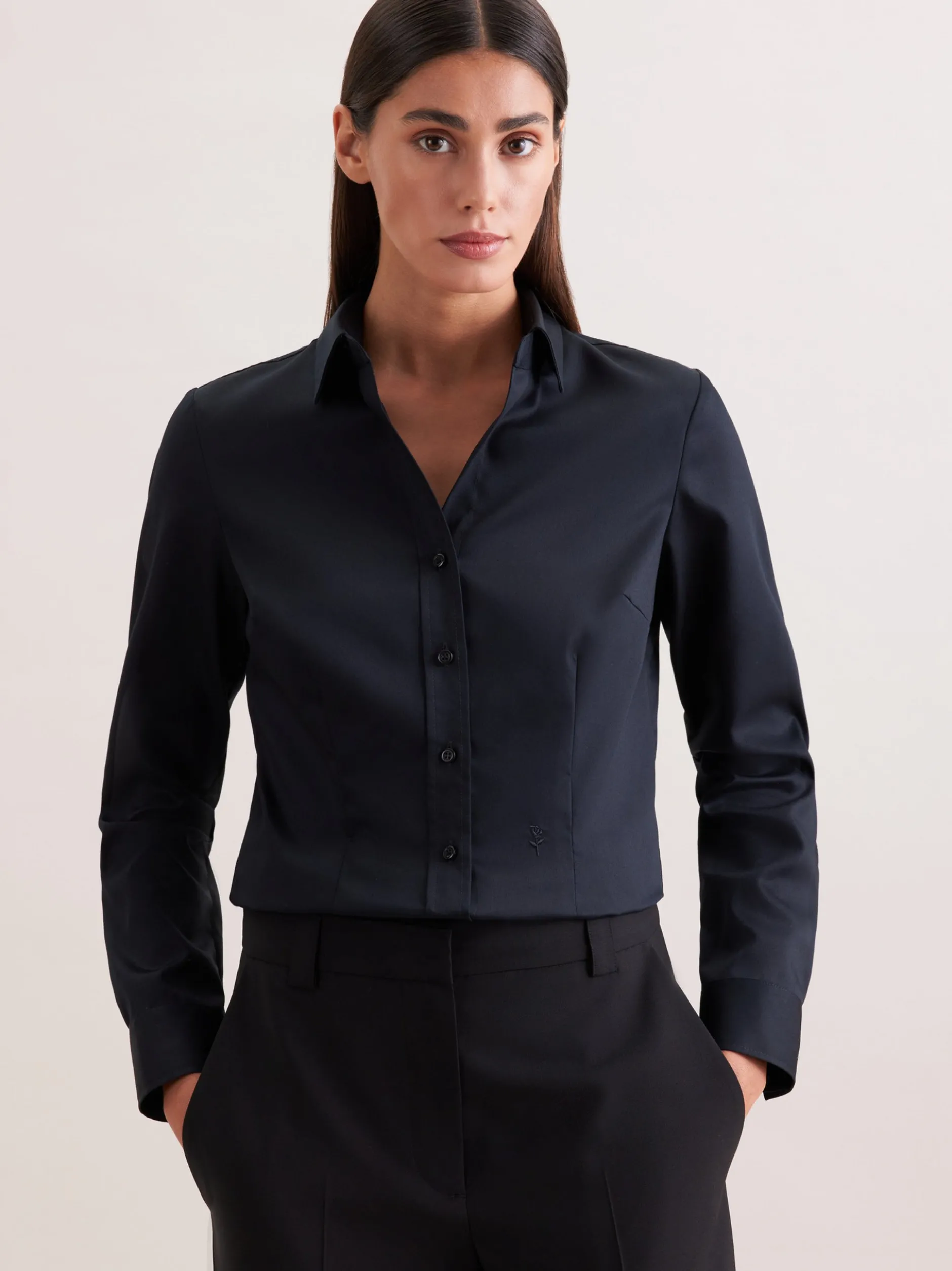 Seidensticker Damen Hemdbluse - Slim Fit in schwarz