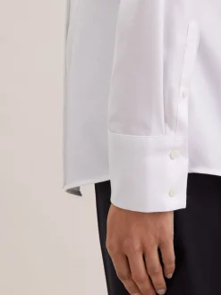 Seidensticker Damen Kelchkragenbluse - Slim Fit in weiß