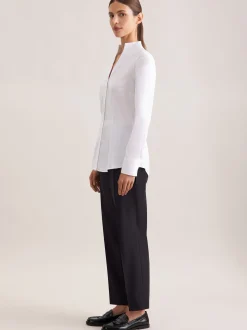 Seidensticker Damen Kelchkragenbluse - Slim Fit in weiß