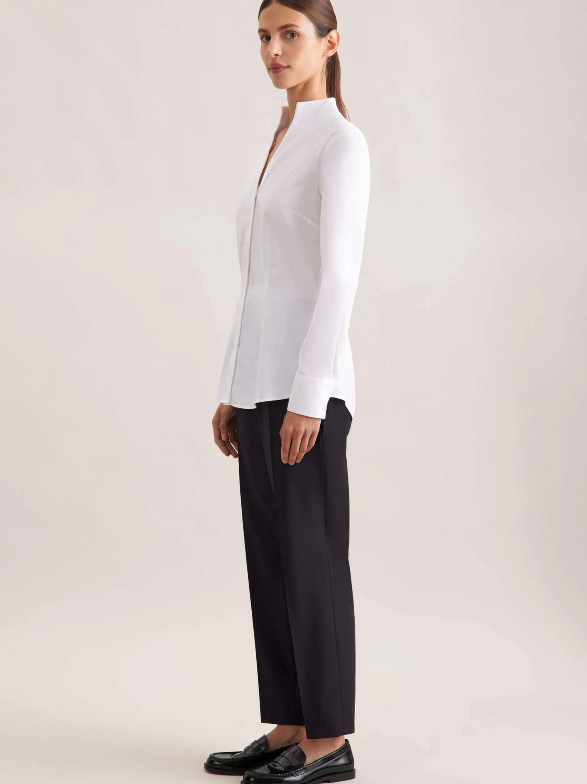 Seidensticker Damen Kelchkragenbluse - Slim Fit in weiß