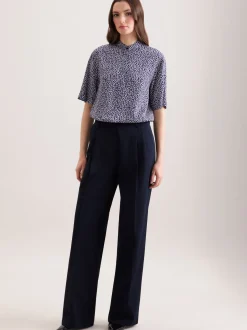 Seidensticker Damen Kurzarmbluse - Regular Fit in blau